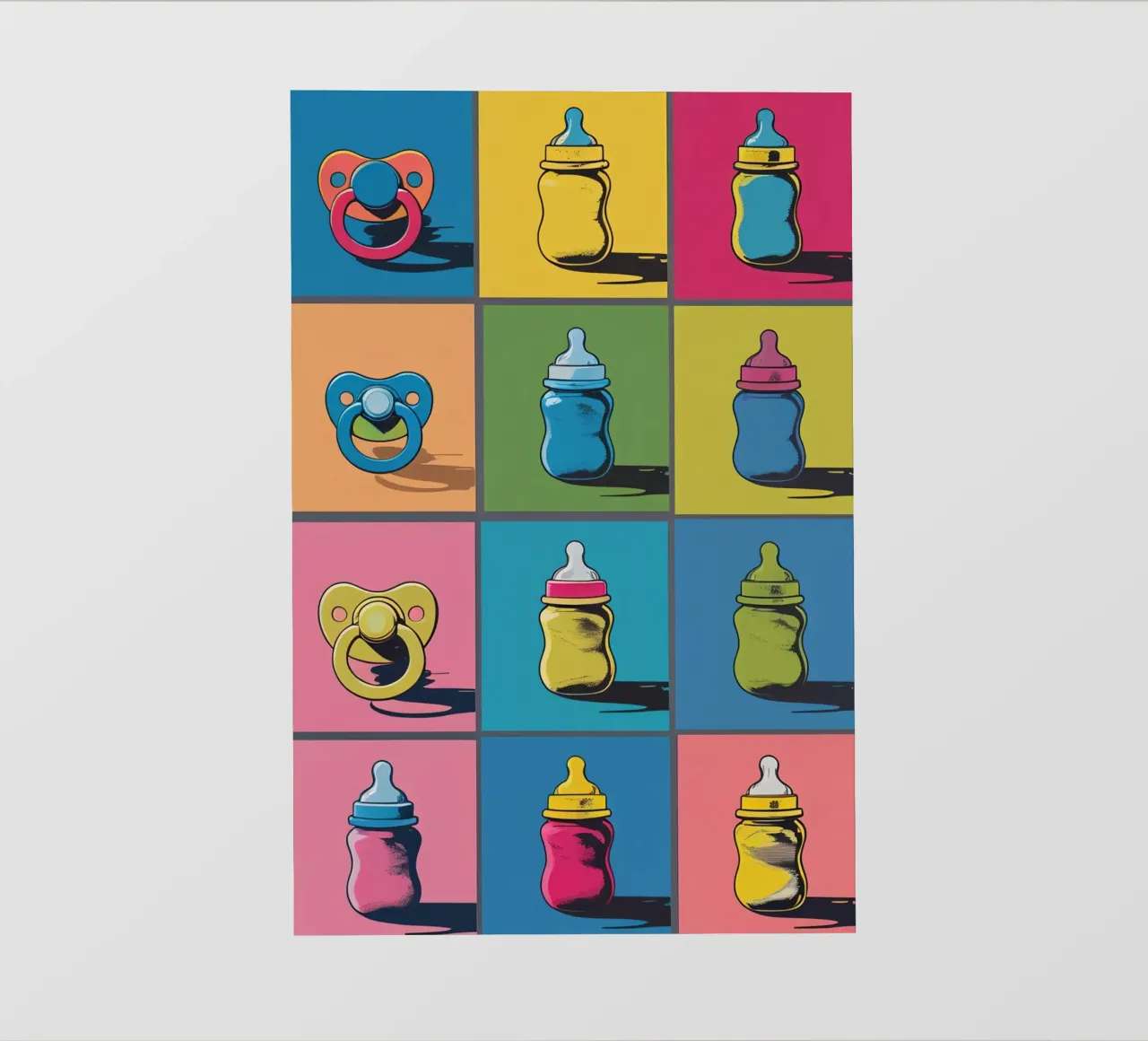 Biberon e ciucci in un layout a griglia telo in pvc da DesignDoodle