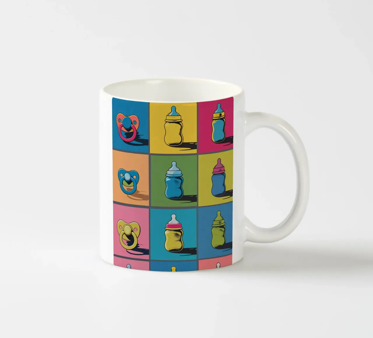 Biberon e ciucci in un layout a griglia tazza in ceramica da DesignDoodle