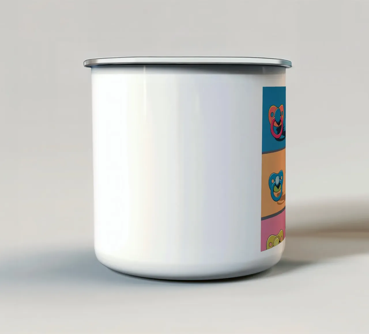 Babyflessen en fopspenen in een rasterindeling emaille mok van DesignDoodle