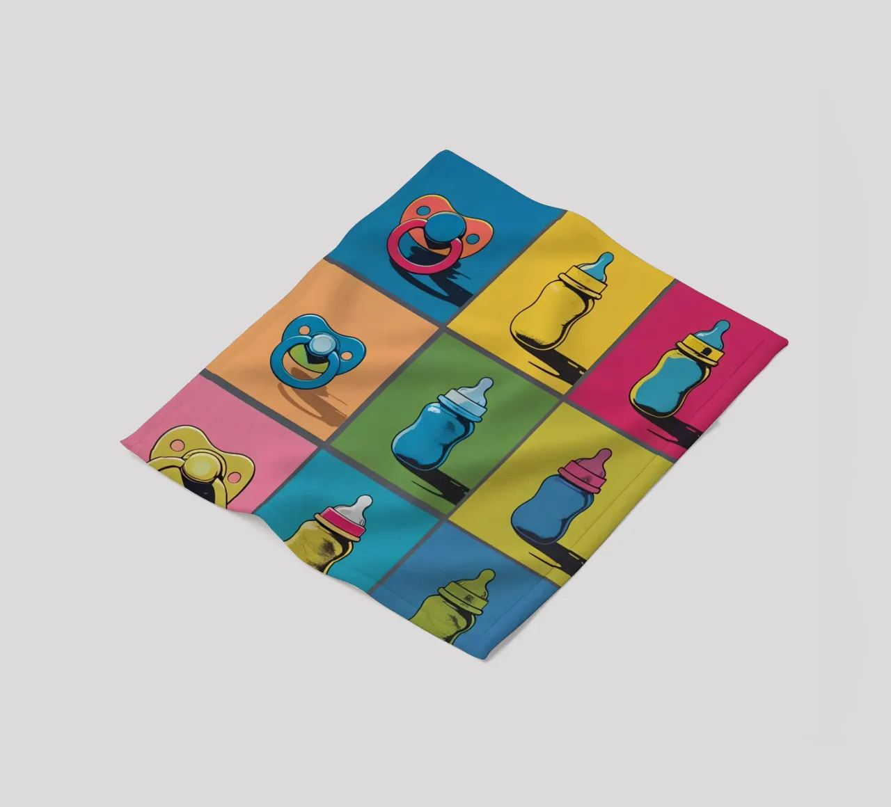 Biberon e ciucci in un layout a griglia coperta in pile da DesignDoodle