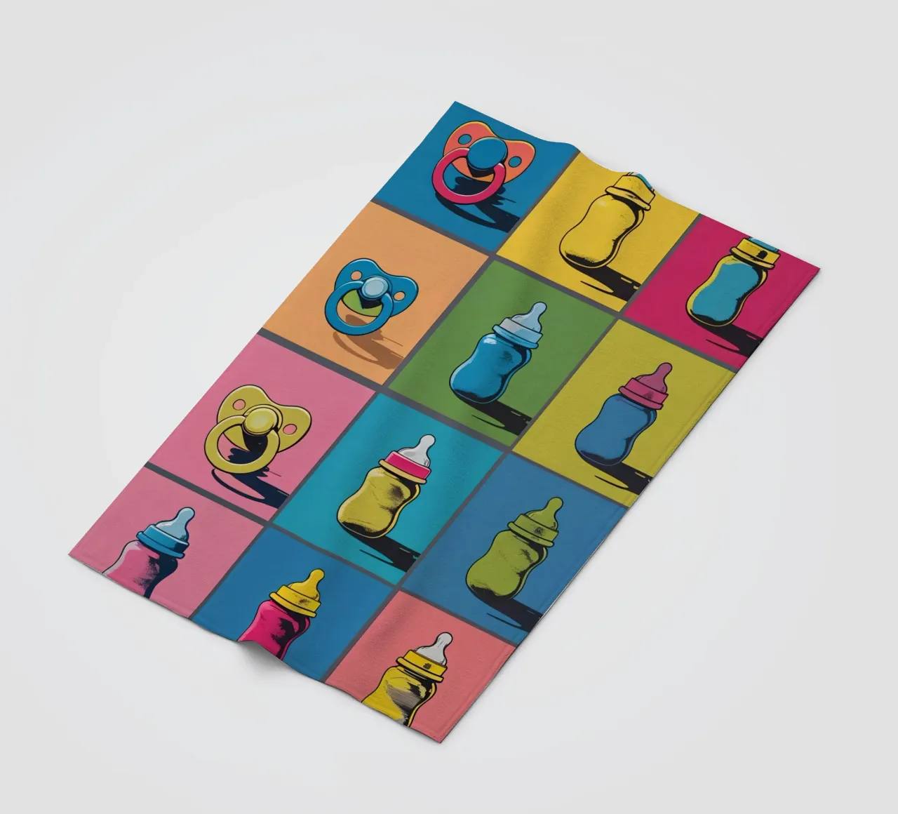 Biberon e ciucci in un layout a griglia coperta in pile da DesignDoodle