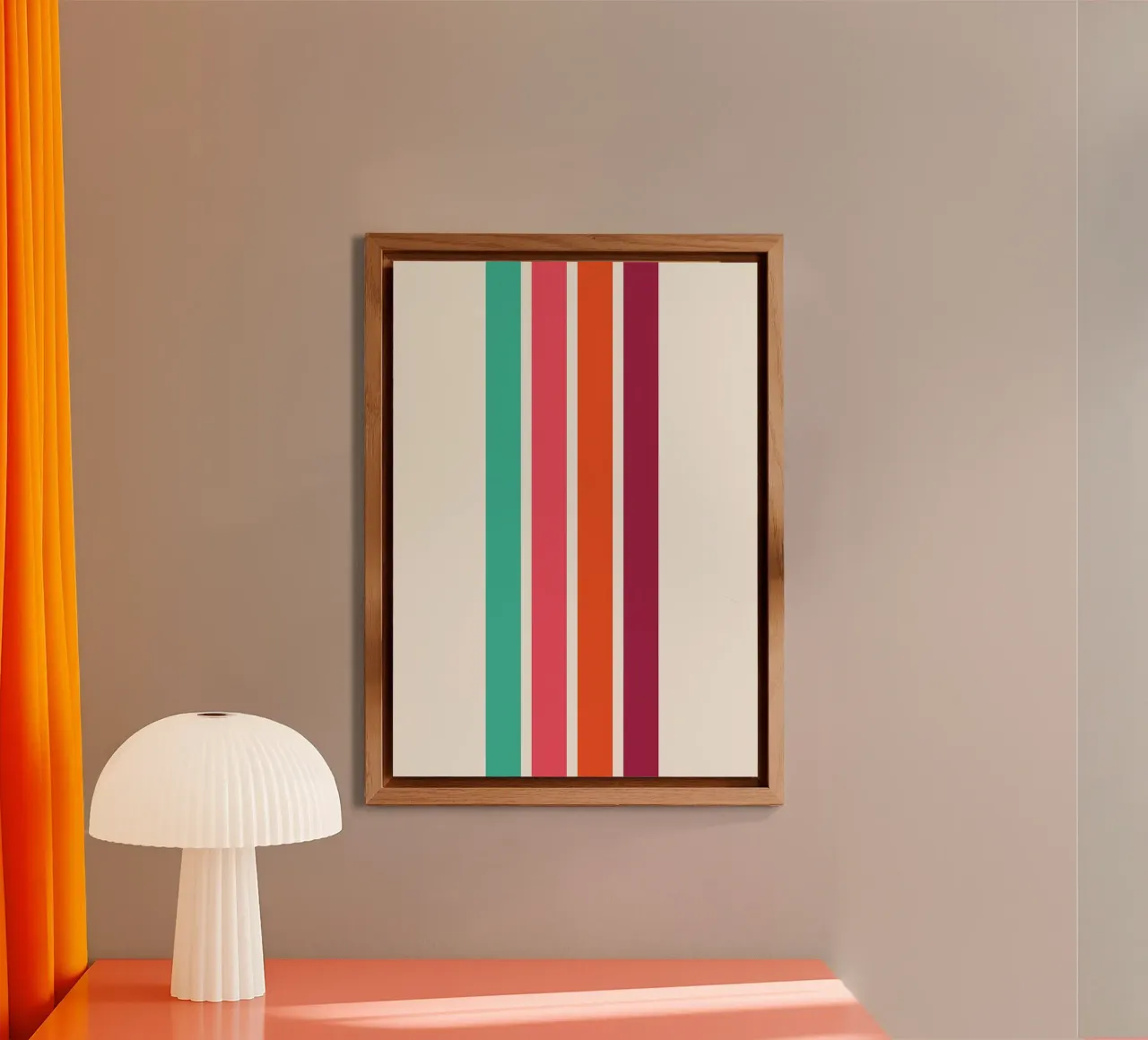Stampa retrò a strisce di colore - Arte rosa verde arancio borgogna alluminio dibond da Grungeo
