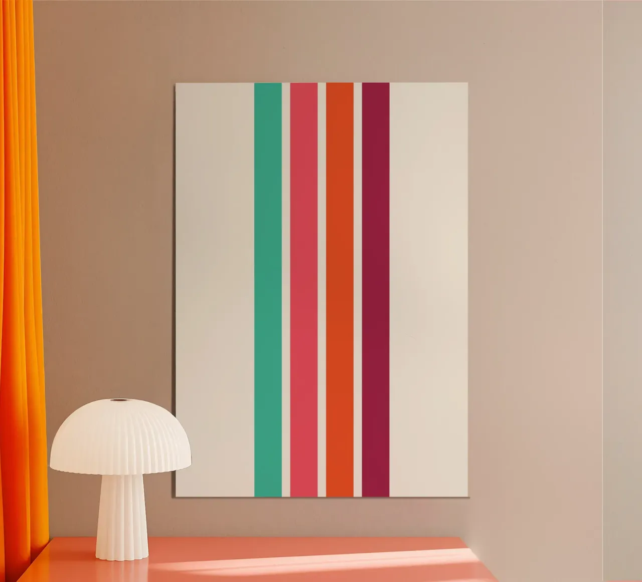 Stampa retrò a strisce di colore - Arte rosa verde arancio borgogna alluminio dibond da Grungeo