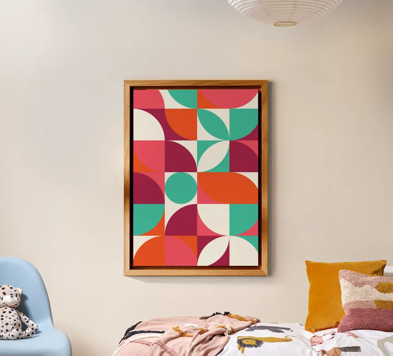 Arte geometrica retrò - Cerchi moderni di metà secolo alluminio dibond da Grungeo