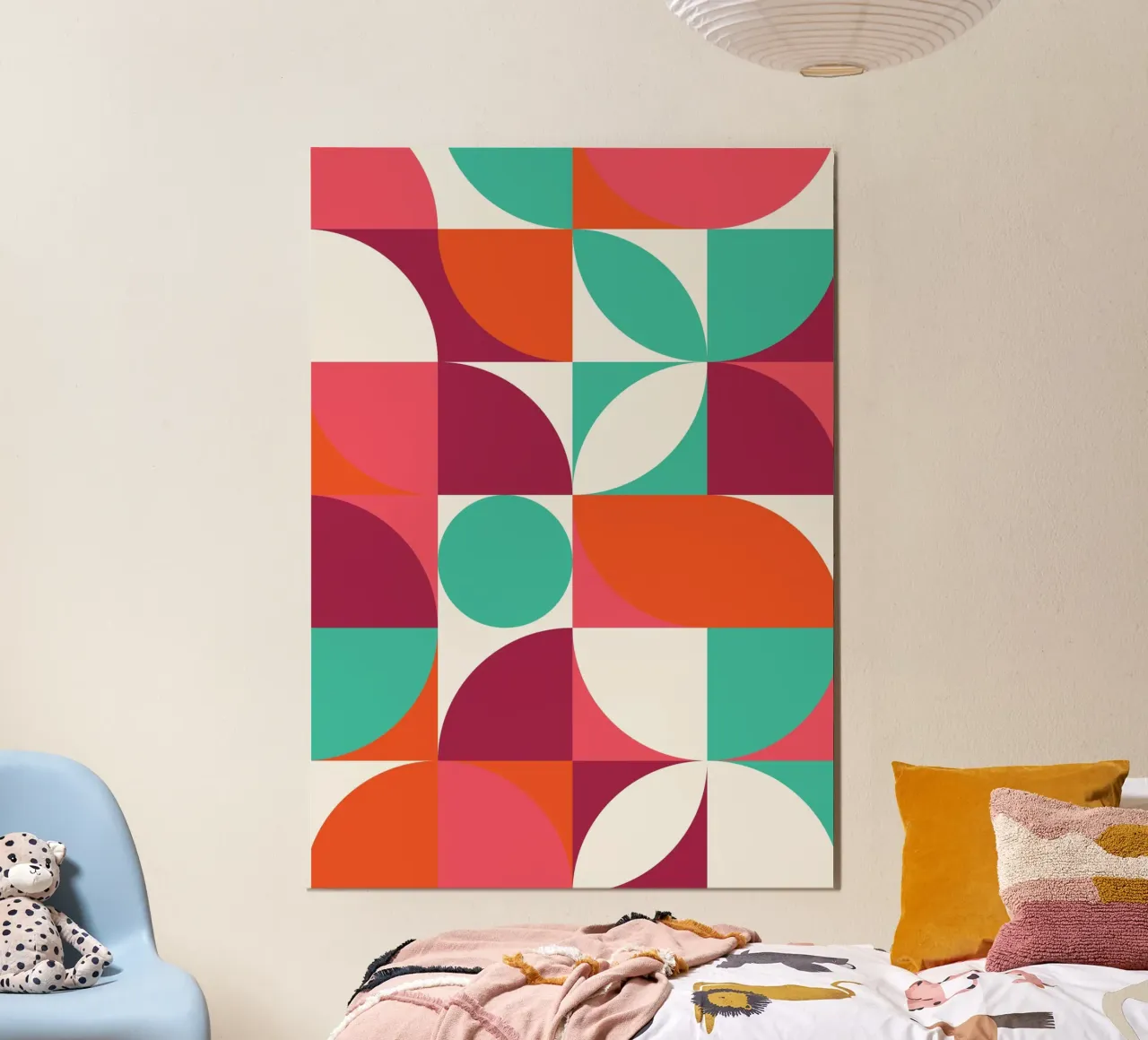 Arte geometrica retrò - Cerchi moderni di metà secolo alluminio dibond da Grungeo