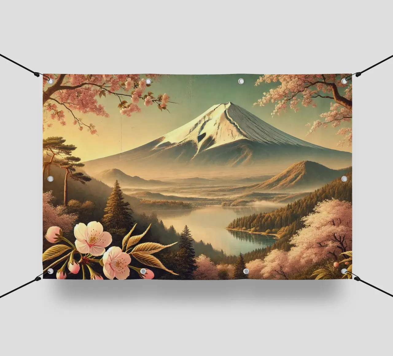 Poster d'epoca sul Giappone, Monte Fuji telo in pvc da Wanderlust Vibes