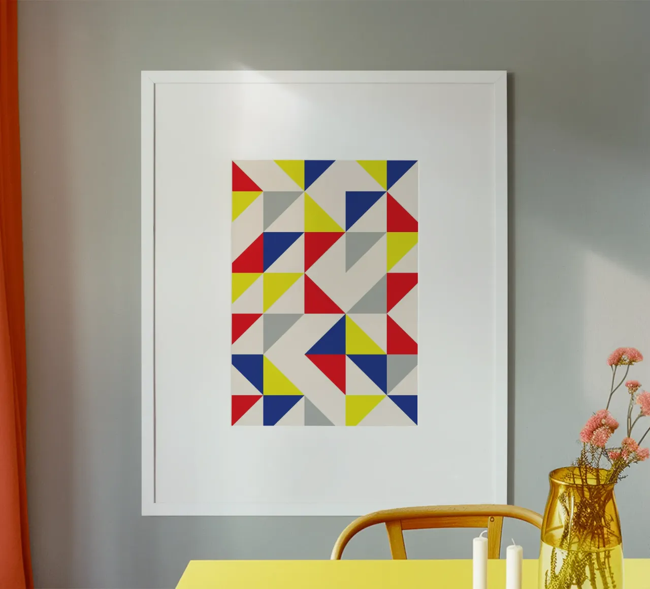 Arte geometrica a triangolo - Colori primari Bauhaus carta hahnemühle da Grungeo