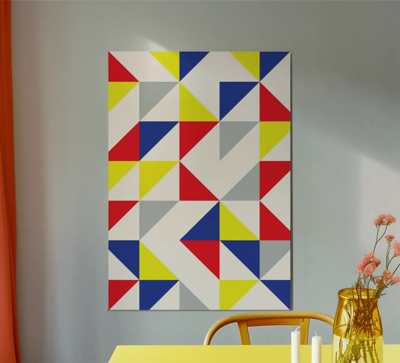 Arte geometrica a triangolo - Colori primari Bauhaus carta hahnemühle da Grungeo