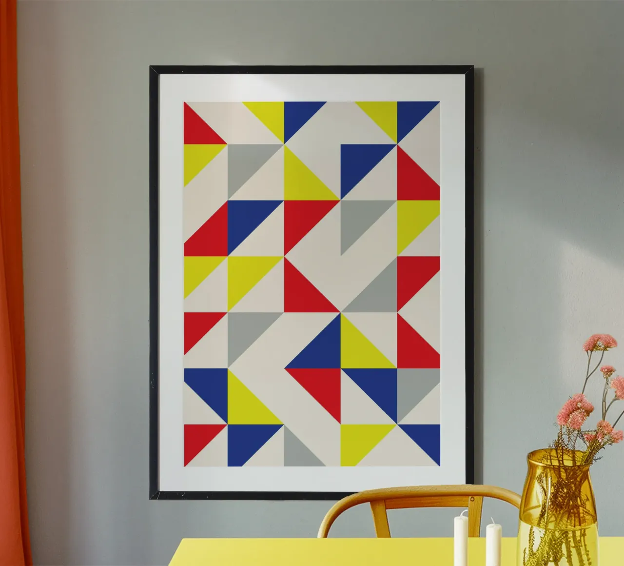 Arte geometrica a triangolo - Colori primari Bauhaus carta hahnemühle da Grungeo