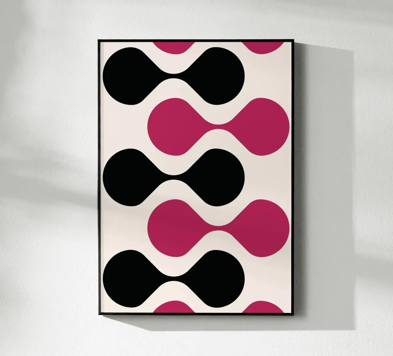 Retro Metaball Pattern Print - Black & Magenta Abstract acrylic glass by Grungeo