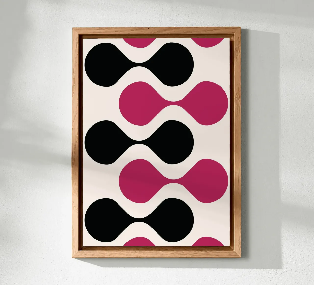 Retro Metaball Patroon Print - Zwart & Magenta Abstract aluminium-dibond van Grungeo