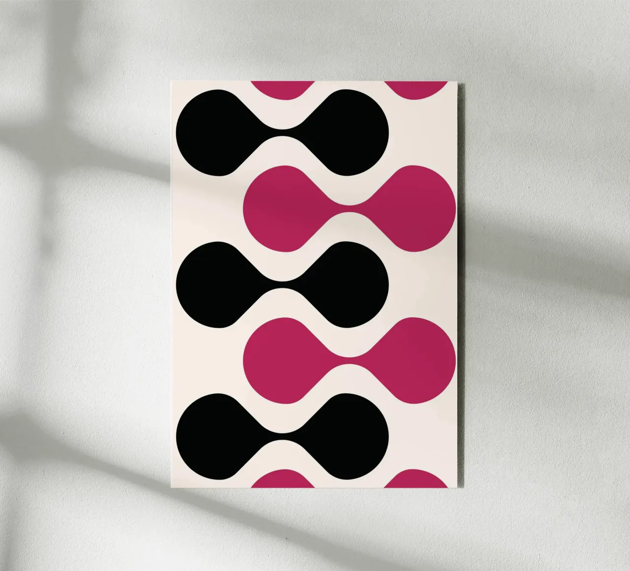 Retro Metaball Patroon Print - Zwart & Magenta Abstract aluminium-dibond van Grungeo
