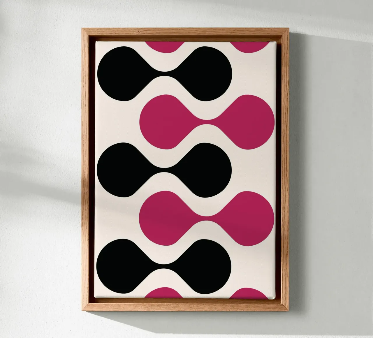 Retro Metaball Patroon Print - Zwart & Magenta Abstract canvas van Grungeo