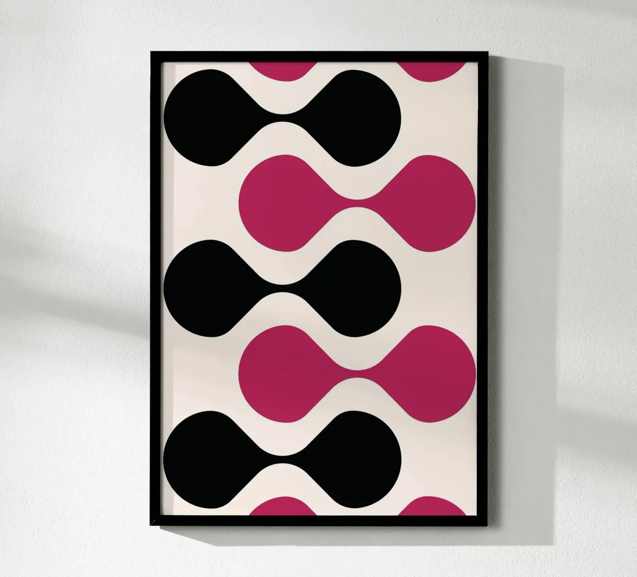 Retro Metaball Patroon Print - Zwart & Magenta Abstract poster van Grungeo