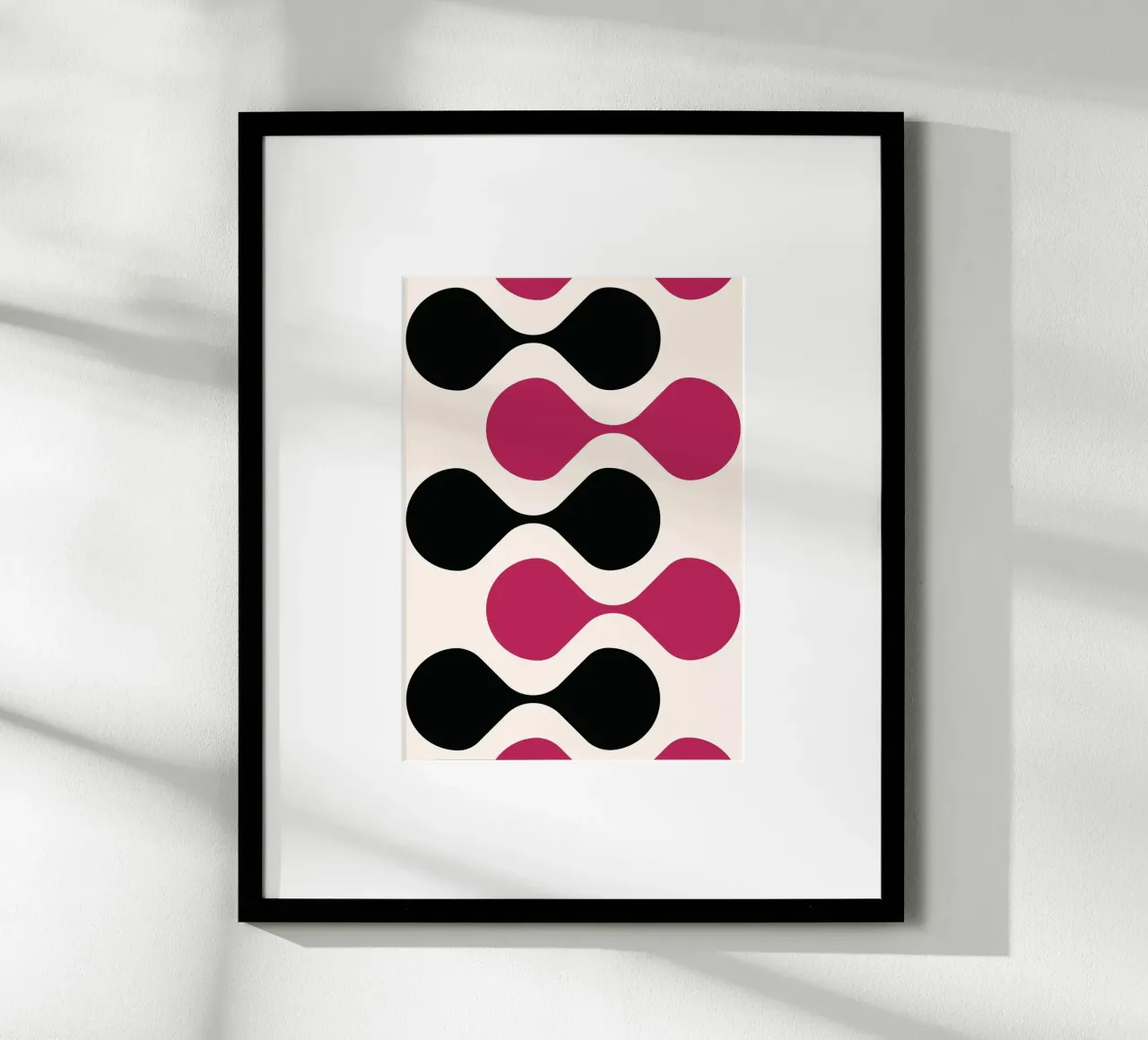 Retro Metaball Patroon Print - Zwart & Magenta Abstract poster van Grungeo