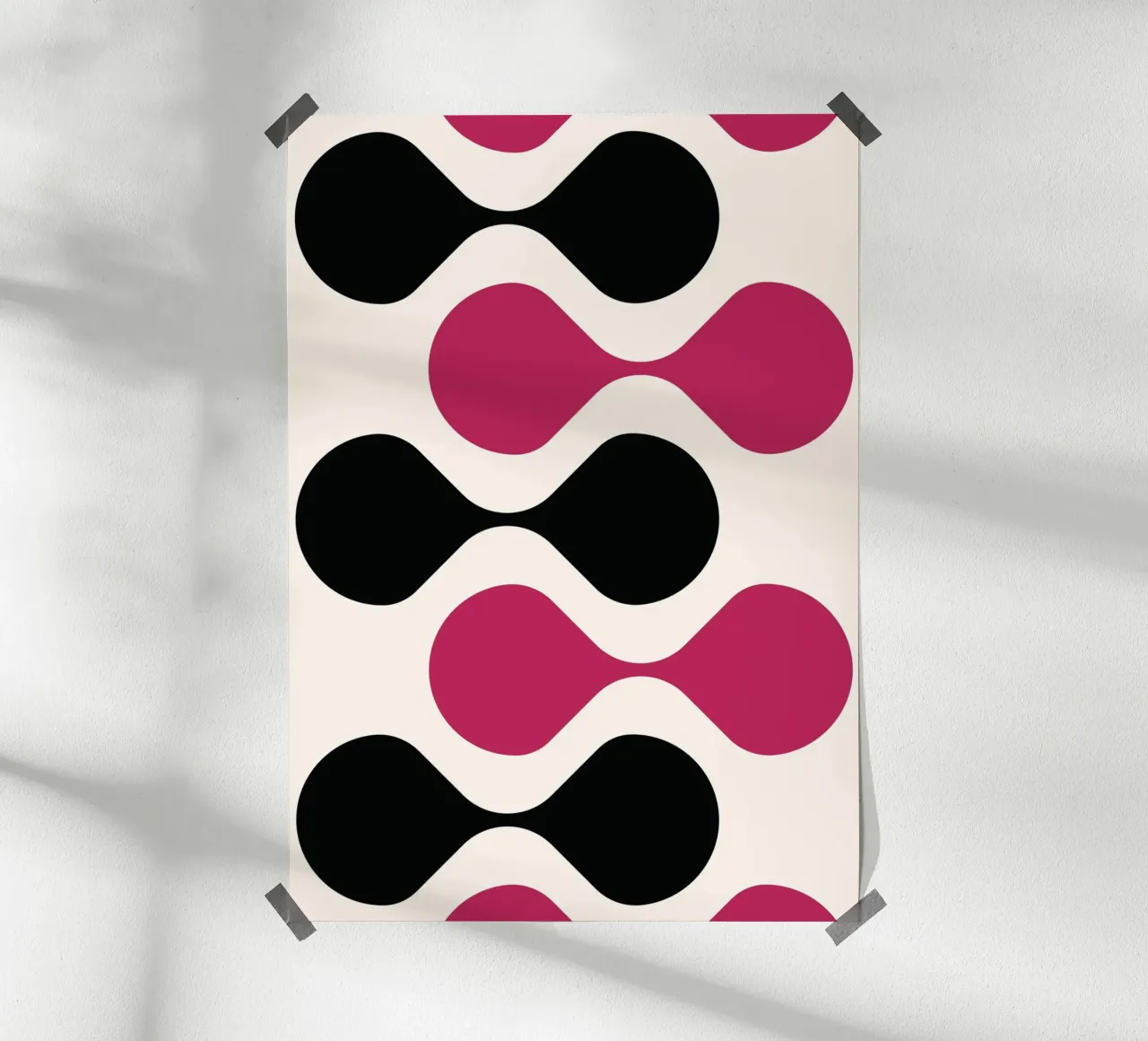 Retro Metaball Patroon Print - Zwart & Magenta Abstract poster van Grungeo