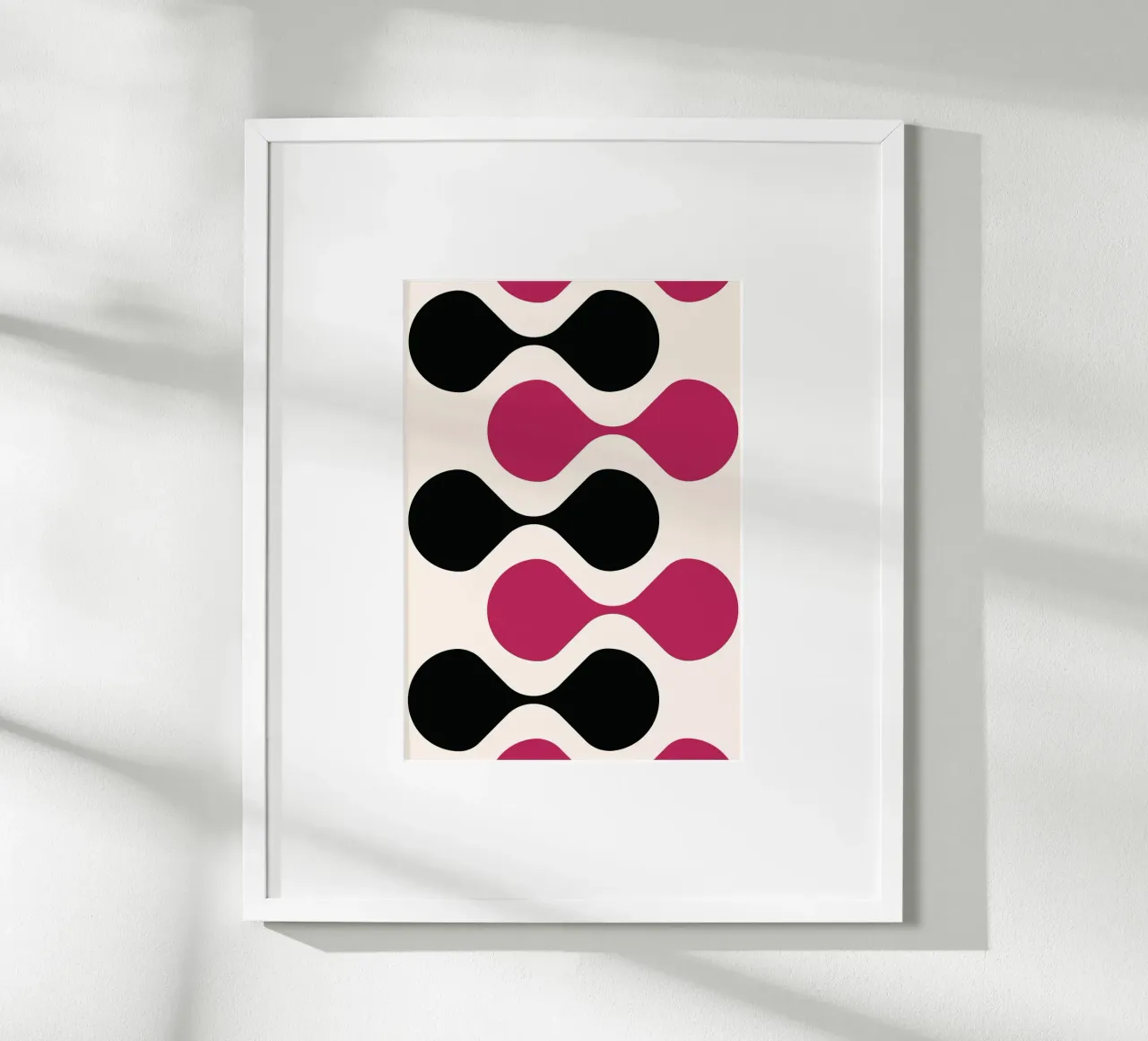 Retro Metaball Patroon Print - Zwart & Magenta Abstract poster van Grungeo
