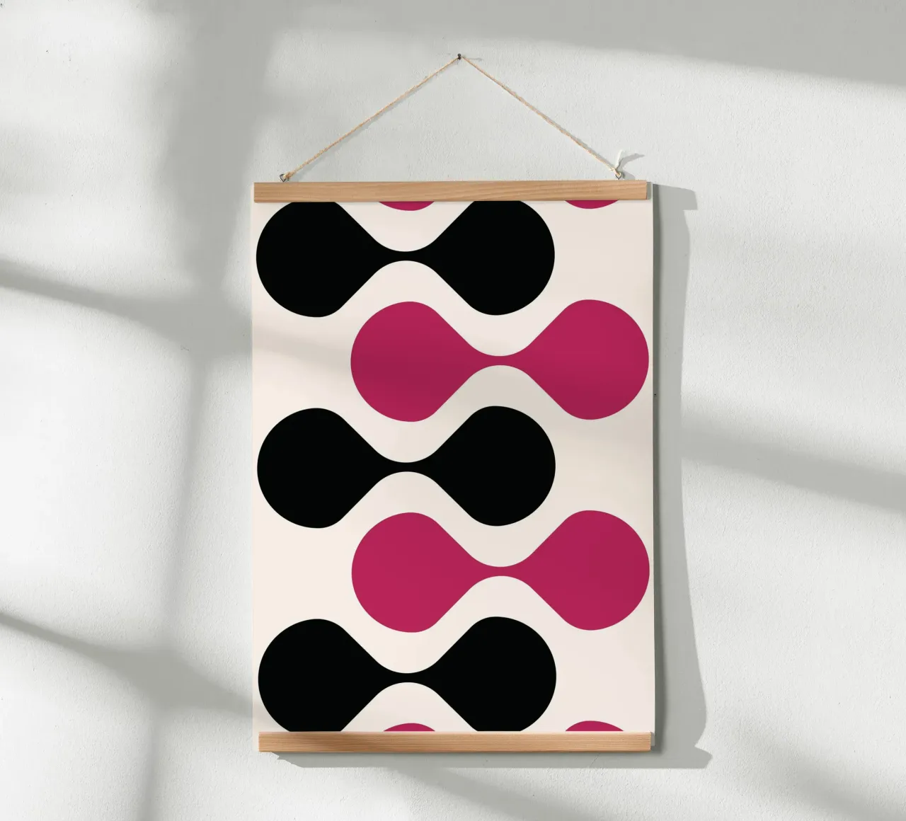 Retro Metaball Patroon Print - Zwart & Magenta Abstract poster van Grungeo