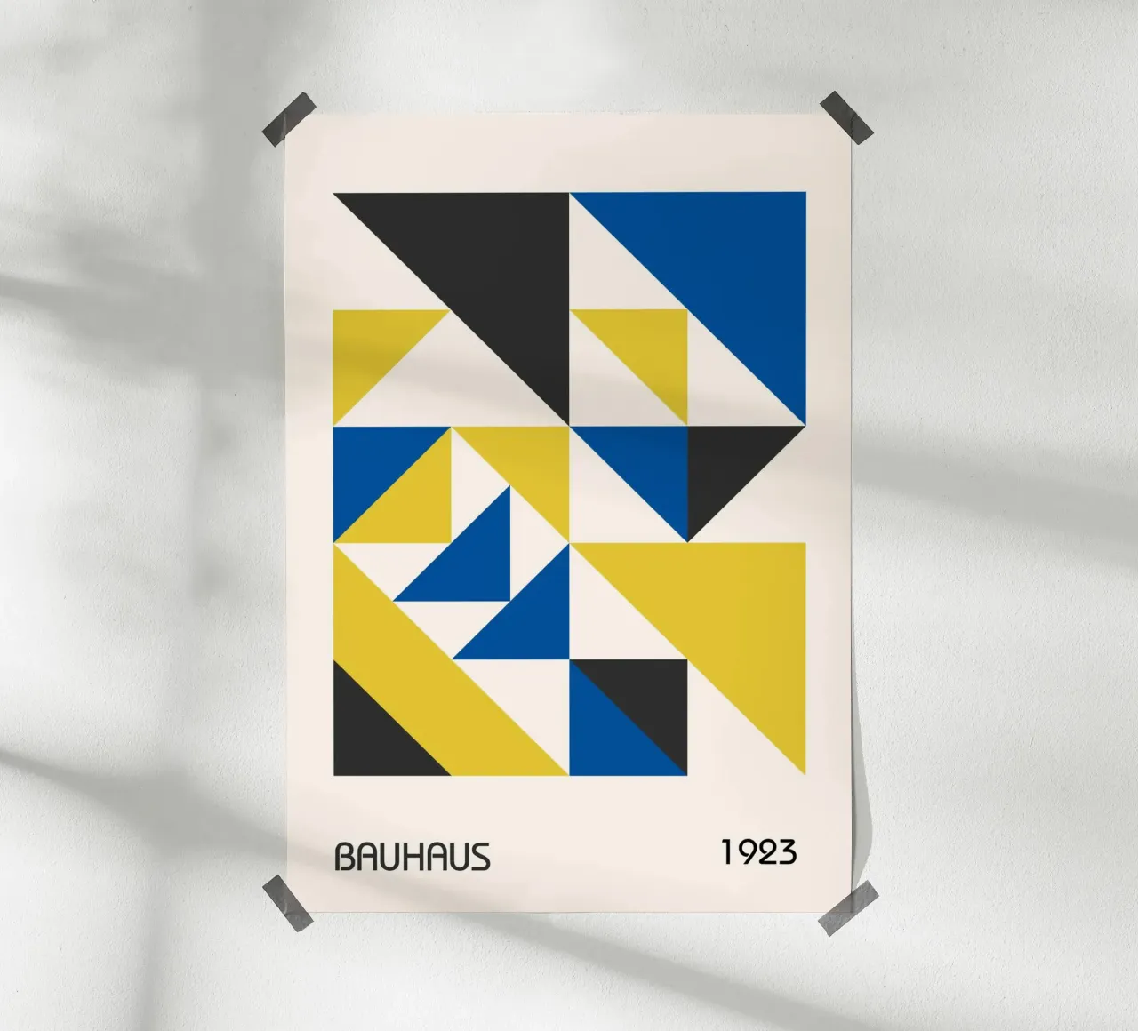 Bauhaus 1923 Géométrique Triangle Abstrait Bleu Jaune hahnemühle de Grungeo