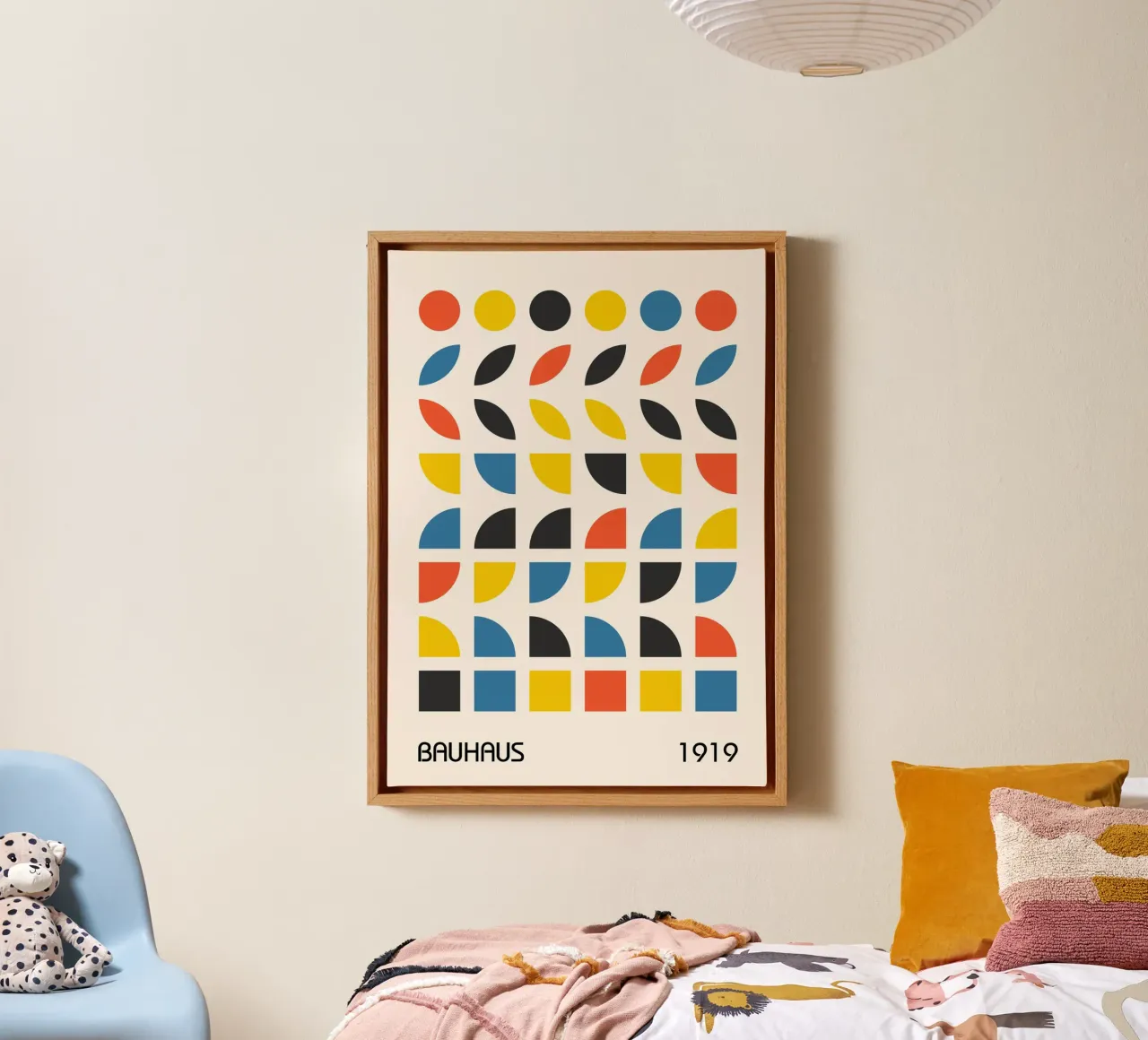 Bauhaus 1919 Geometric Grid Primary Colors Art Print canvas by Grungeo