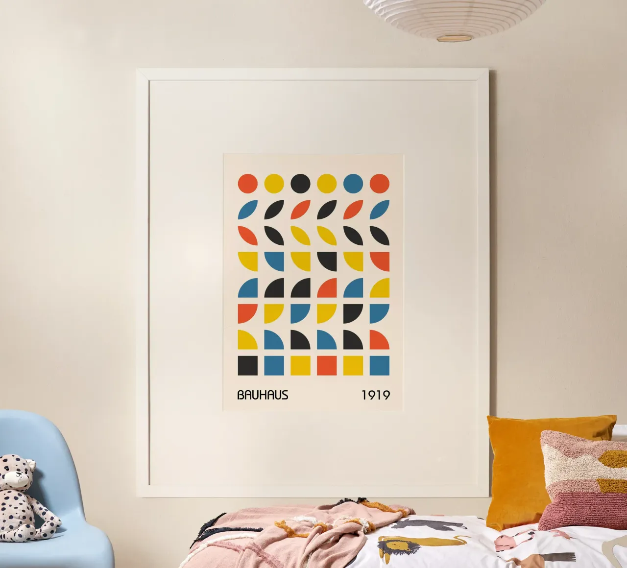 Bauhaus 1919 Geometric Grid Primary Colors Art Print hahnemühle de Grungeo