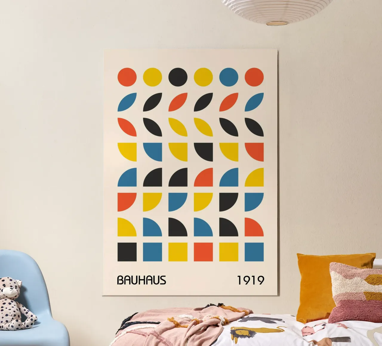 Bauhaus 1919 Geometric Grid Primary Colors Art Print hahnemühle de Grungeo