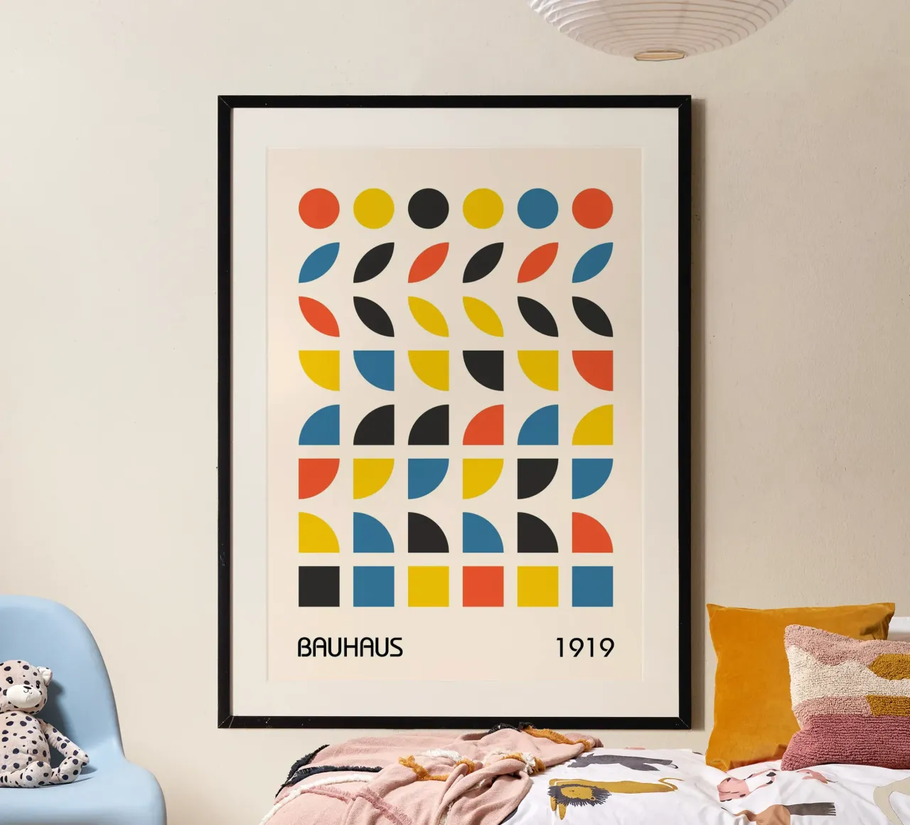 Bauhaus 1919 Geometric Grid Primary Colors Art Print hahnemühle de Grungeo