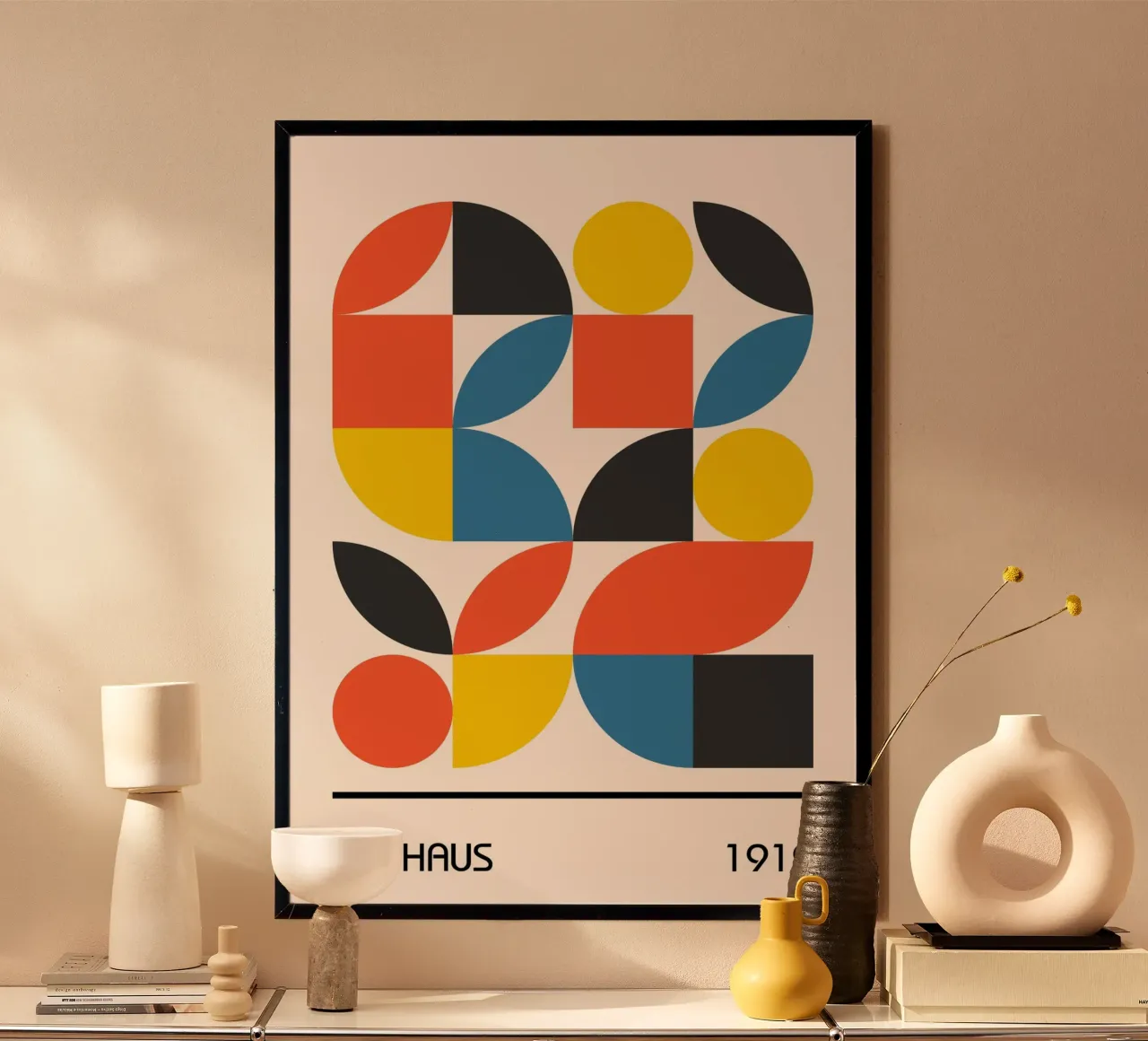 Bauhaus 1919 Primary Color Abstract Geometric Art Print hahnemühle by Grungeo