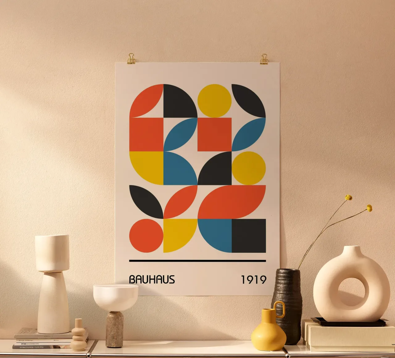 Bauhaus 1919 Primary Color Abstract Geometric Art Print hahnemühle by Grungeo