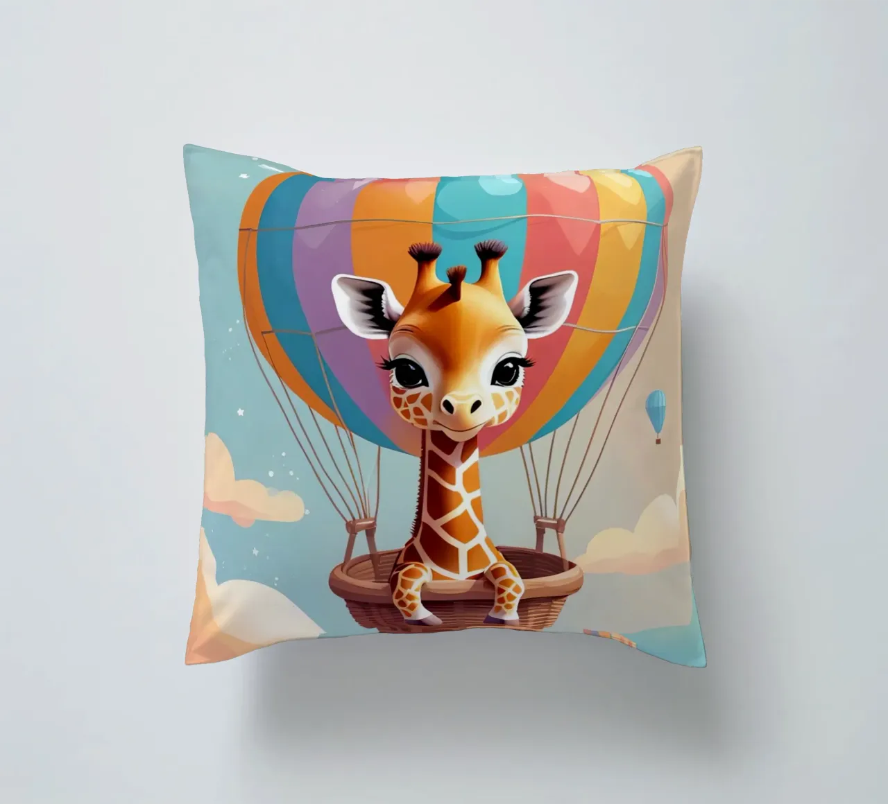 Carino Baby giraffa in mongolfiera cuscino da DesignDoodle