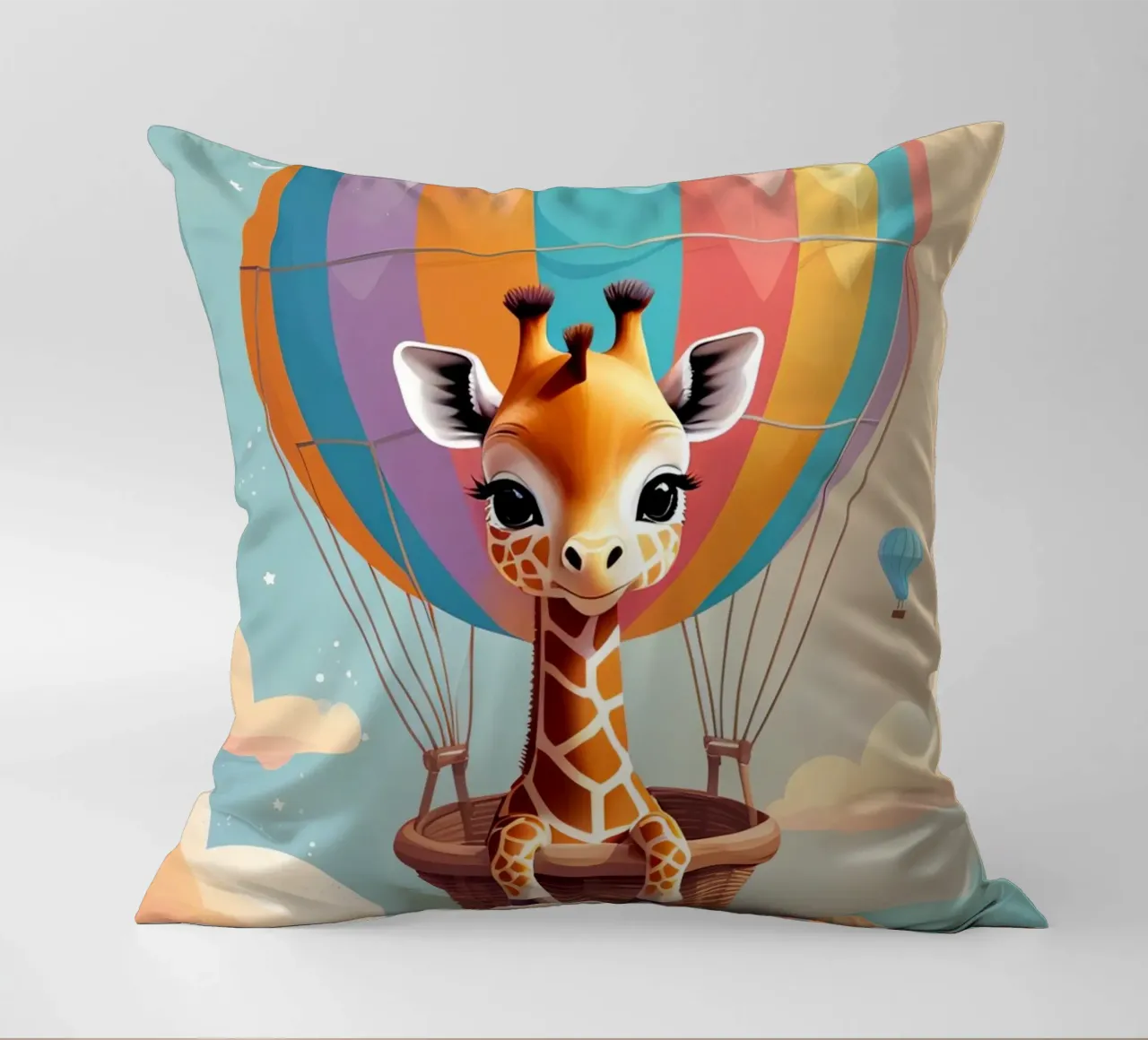 Carino Baby giraffa in mongolfiera cuscino da DesignDoodle