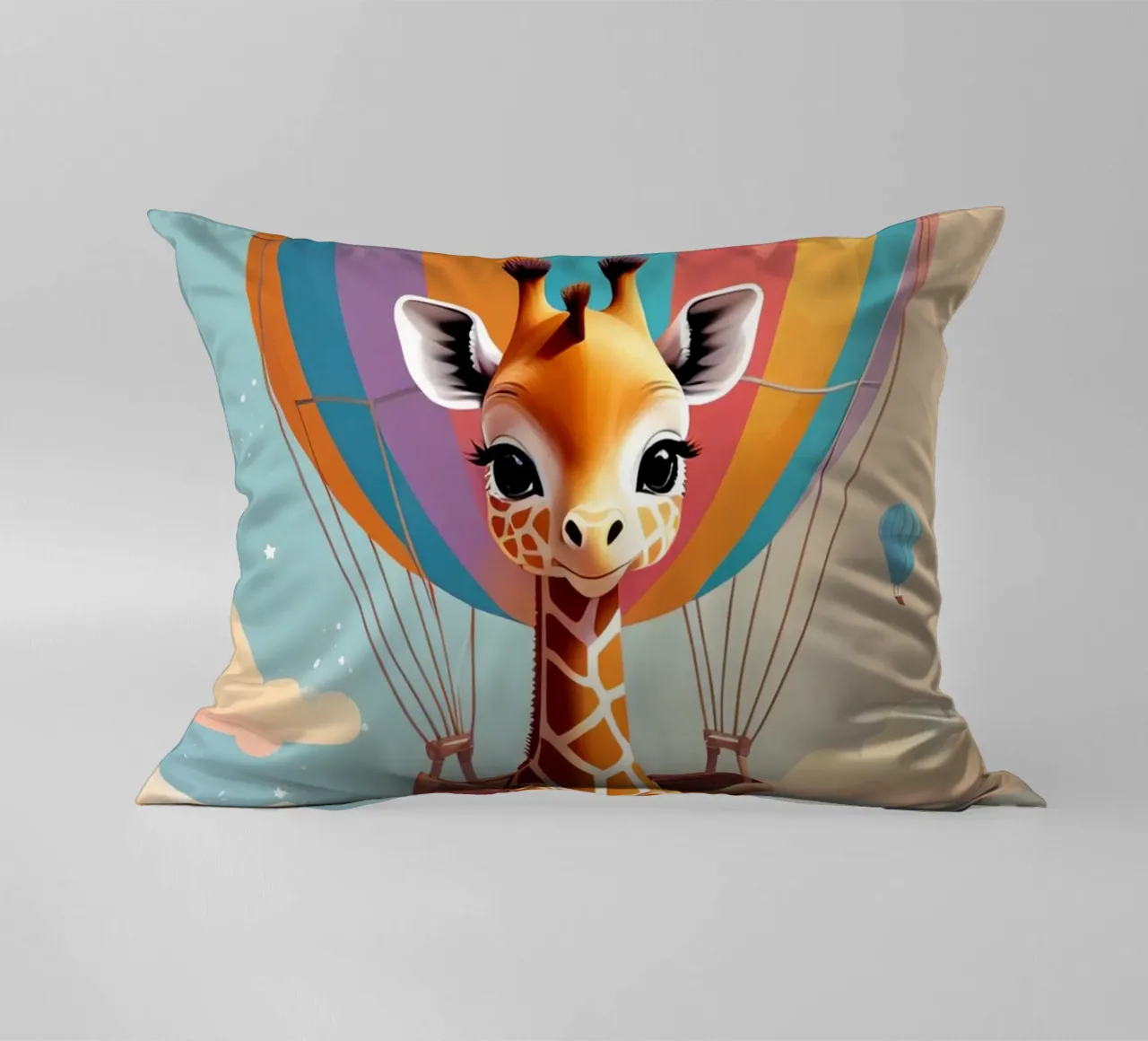 Carino Baby giraffa in mongolfiera cuscino da DesignDoodle