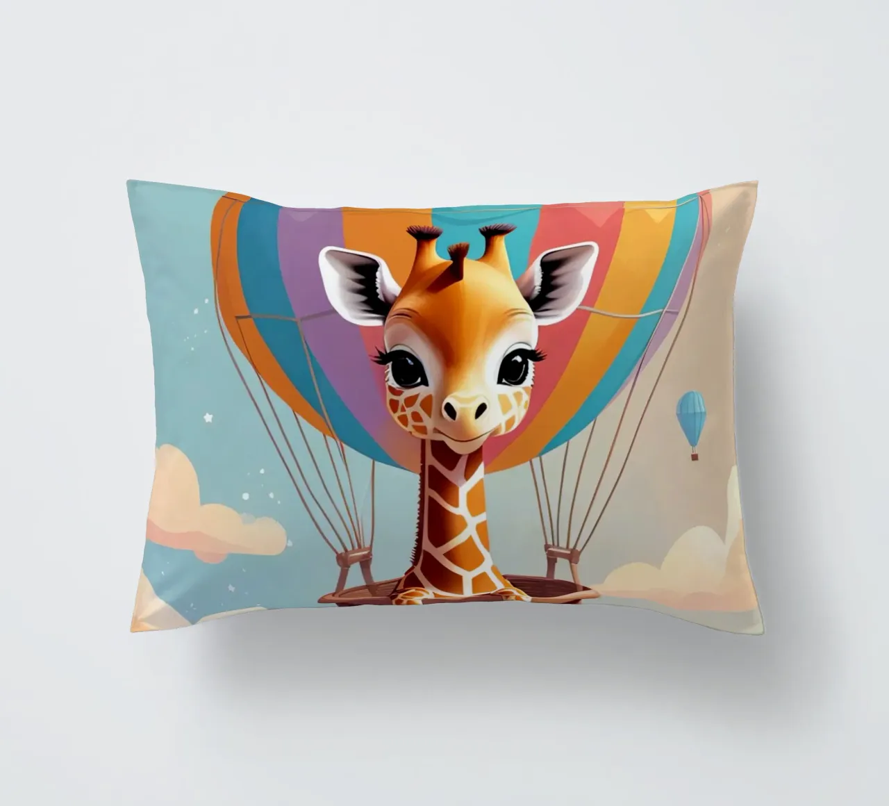 Carino Baby giraffa in mongolfiera cuscino da DesignDoodle
