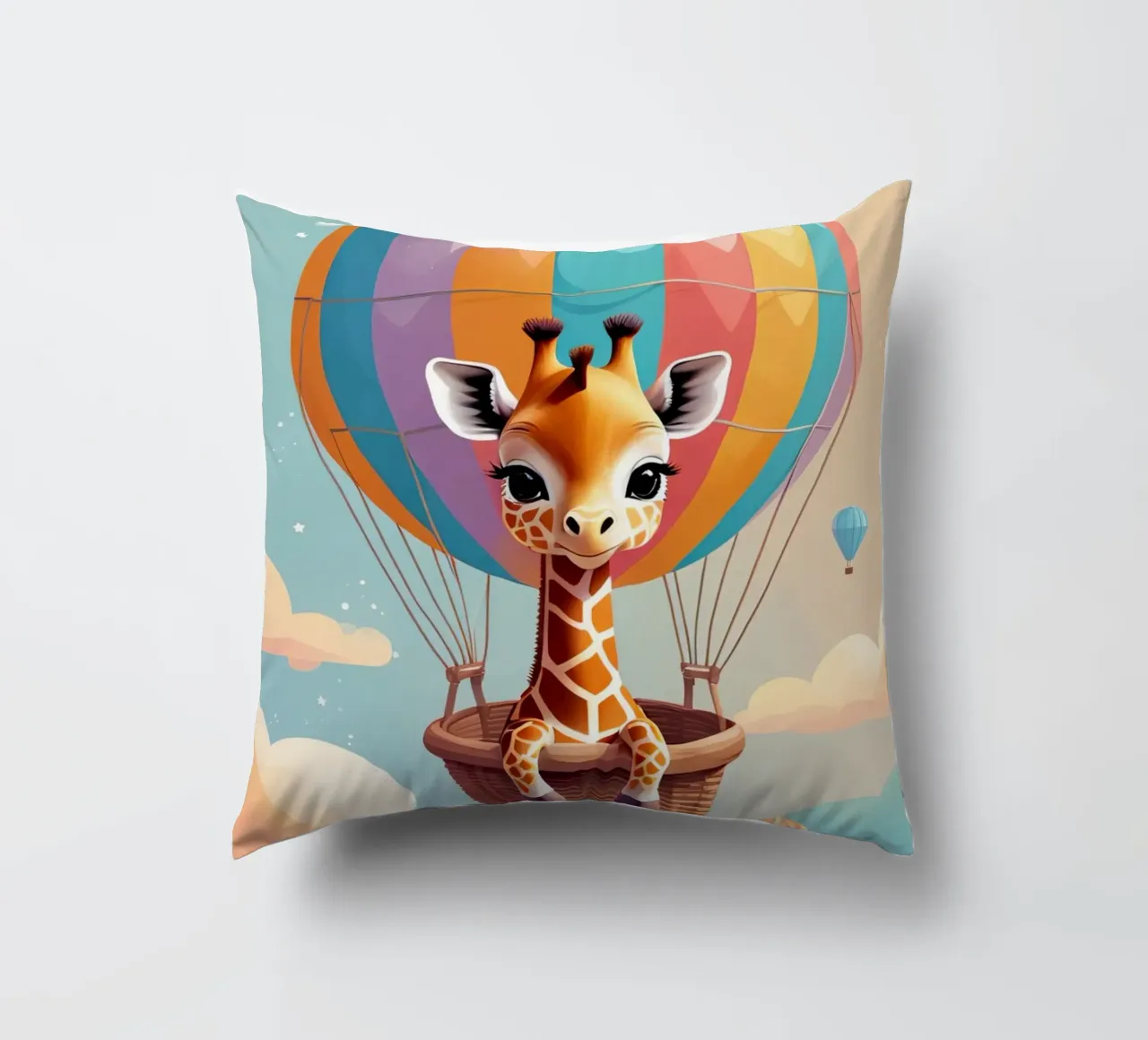 Carino Baby giraffa in mongolfiera cuscino da DesignDoodle