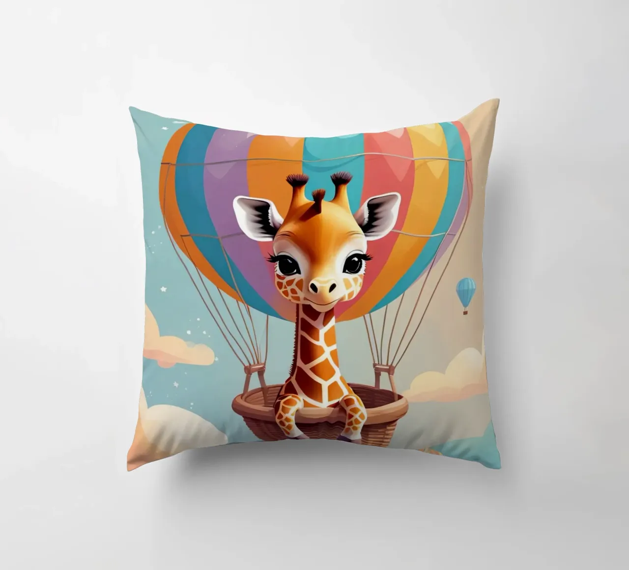 Carino Baby giraffa in mongolfiera cuscino da DesignDoodle