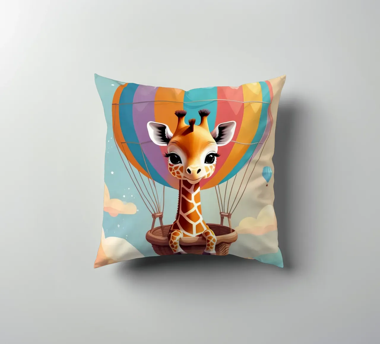 Carino Baby giraffa in mongolfiera cuscino da DesignDoodle