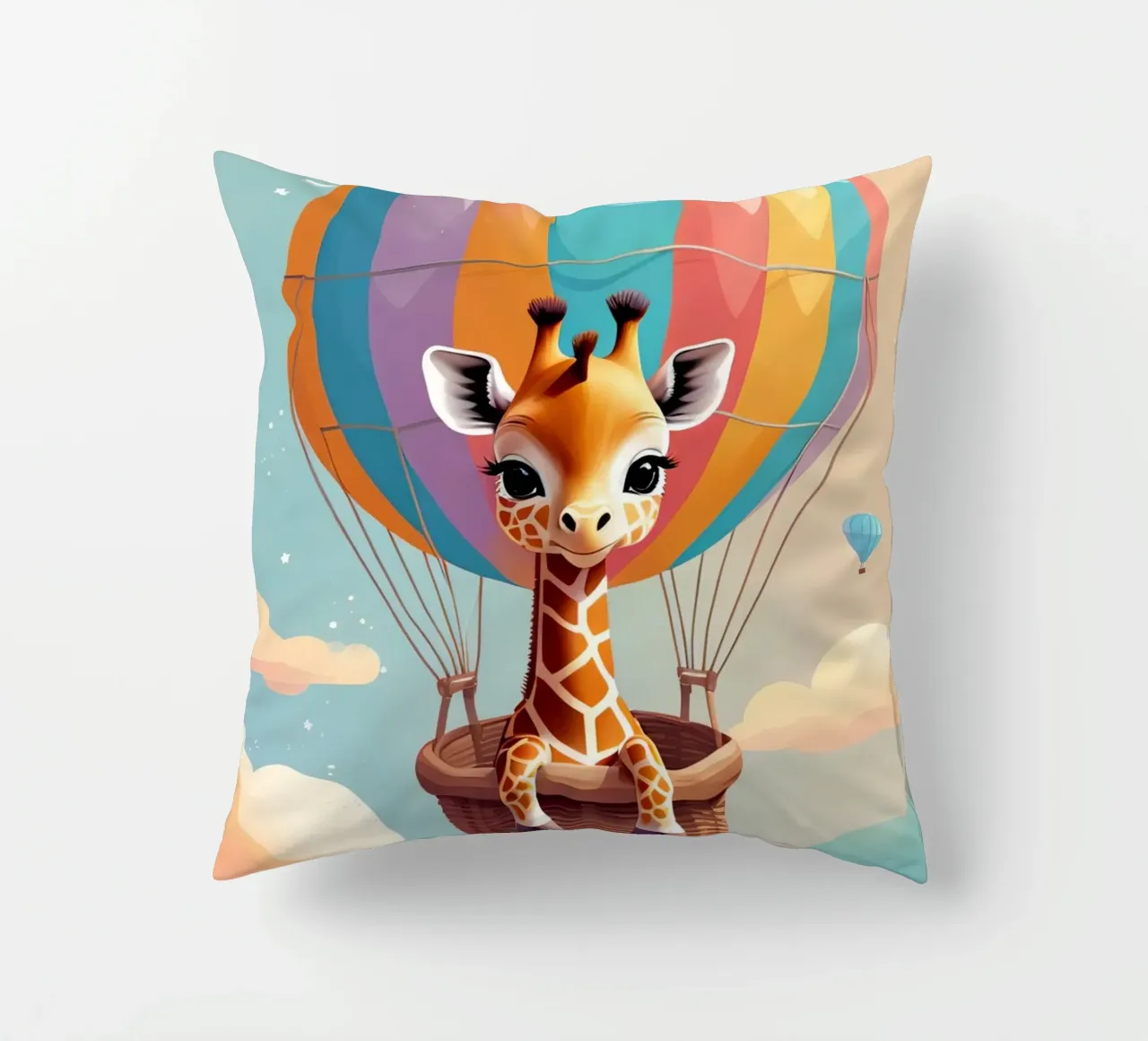 Carino Baby giraffa in mongolfiera cuscino da DesignDoodle