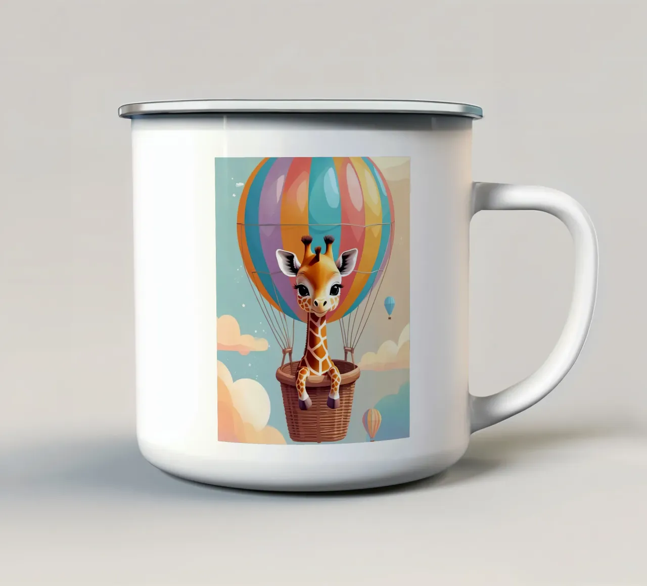 Carino Baby giraffa in mongolfiera tazza in smalto da DesignDoodle