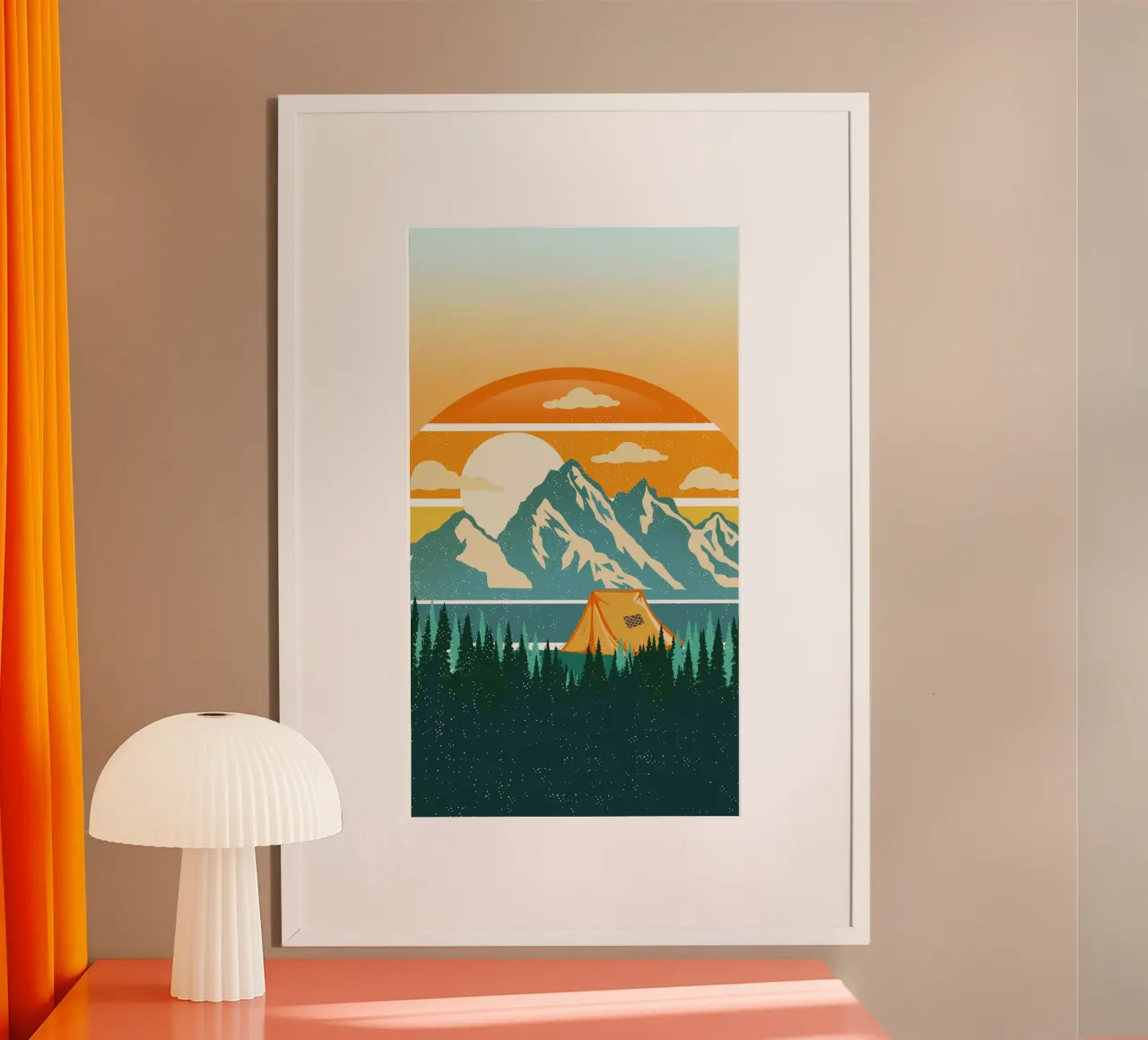 Amanti del campeggio poster con telaio in legno da CalliLetters