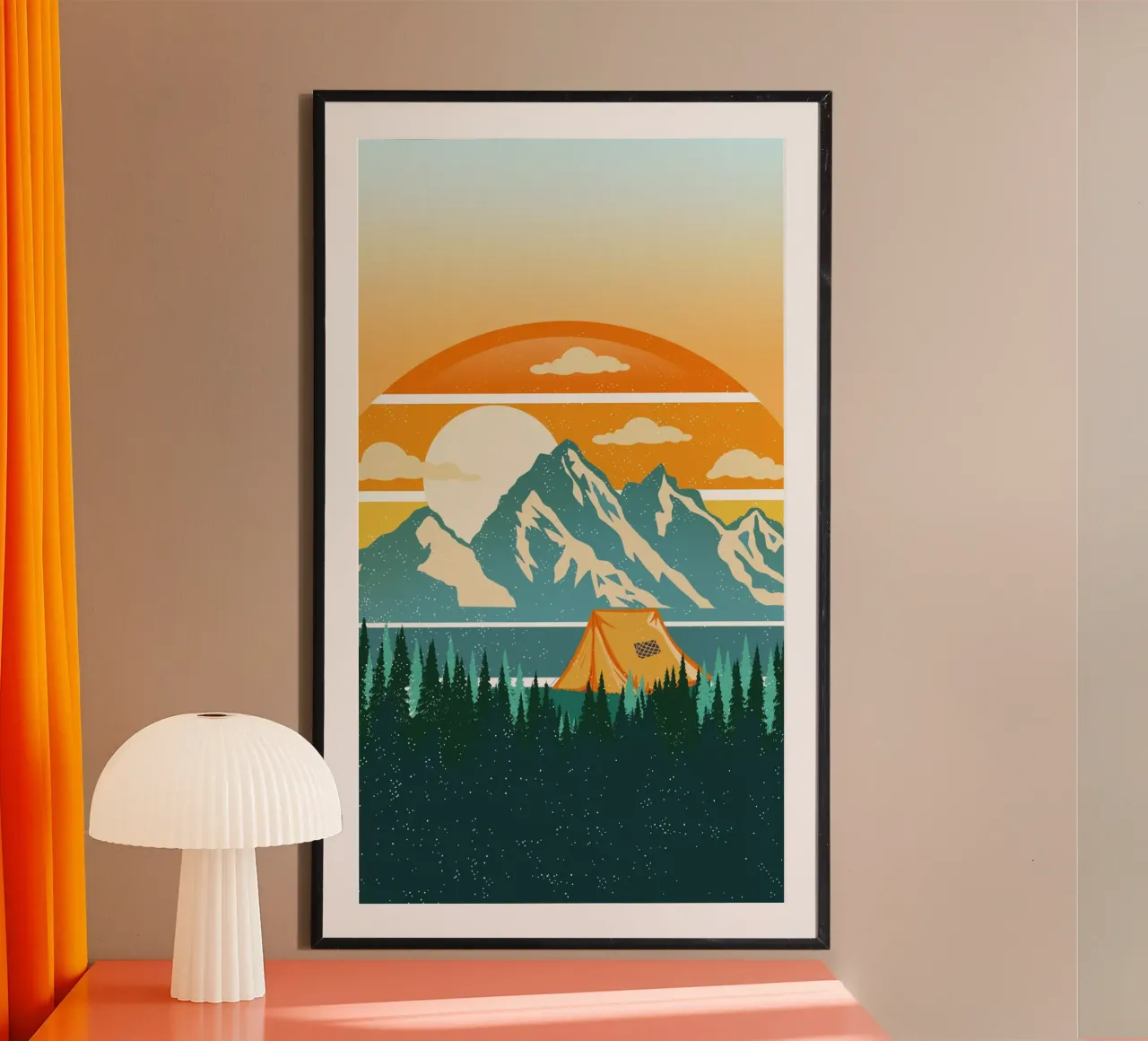 Amanti del campeggio poster con telaio in legno da CalliLetters