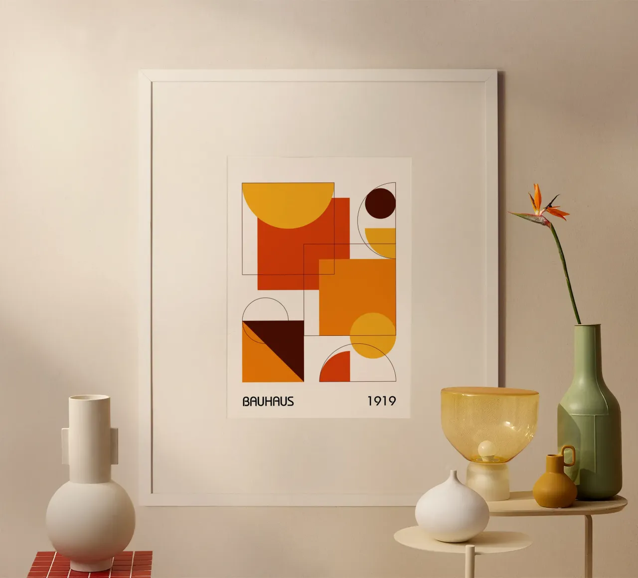 Bauhaus 1919 Geometrico Astratto Arancione Marrone Quadrati carta hahnemühle da Grungeo