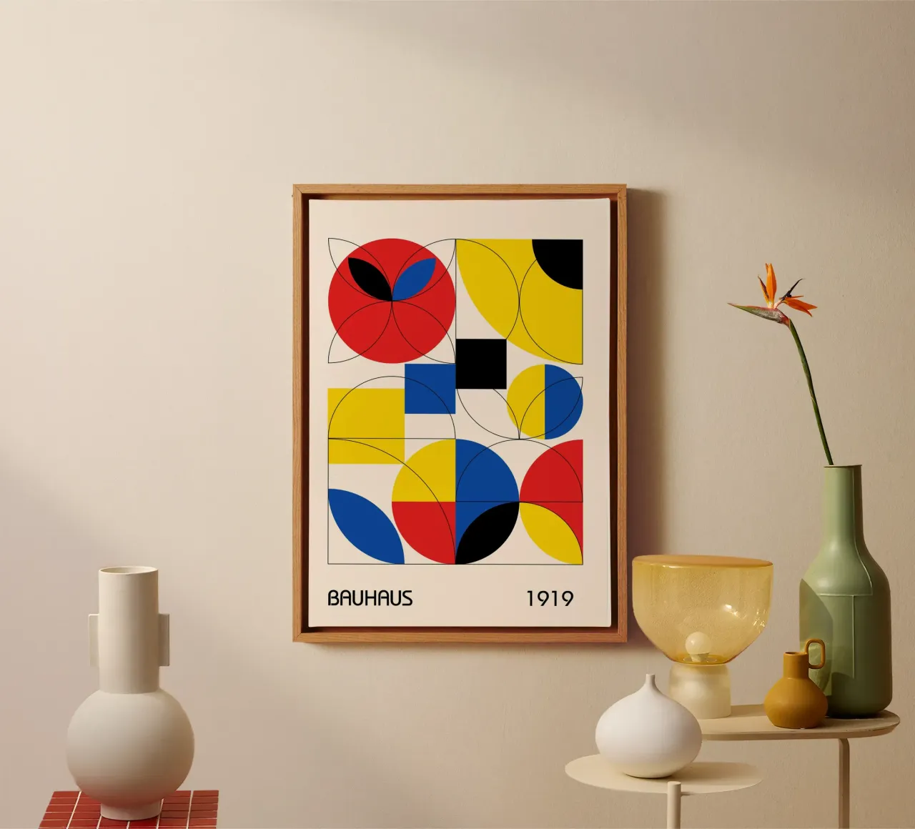 Bauhaus 1919 Primary Color Abstract Geometric Outlines canvas by Grungeo