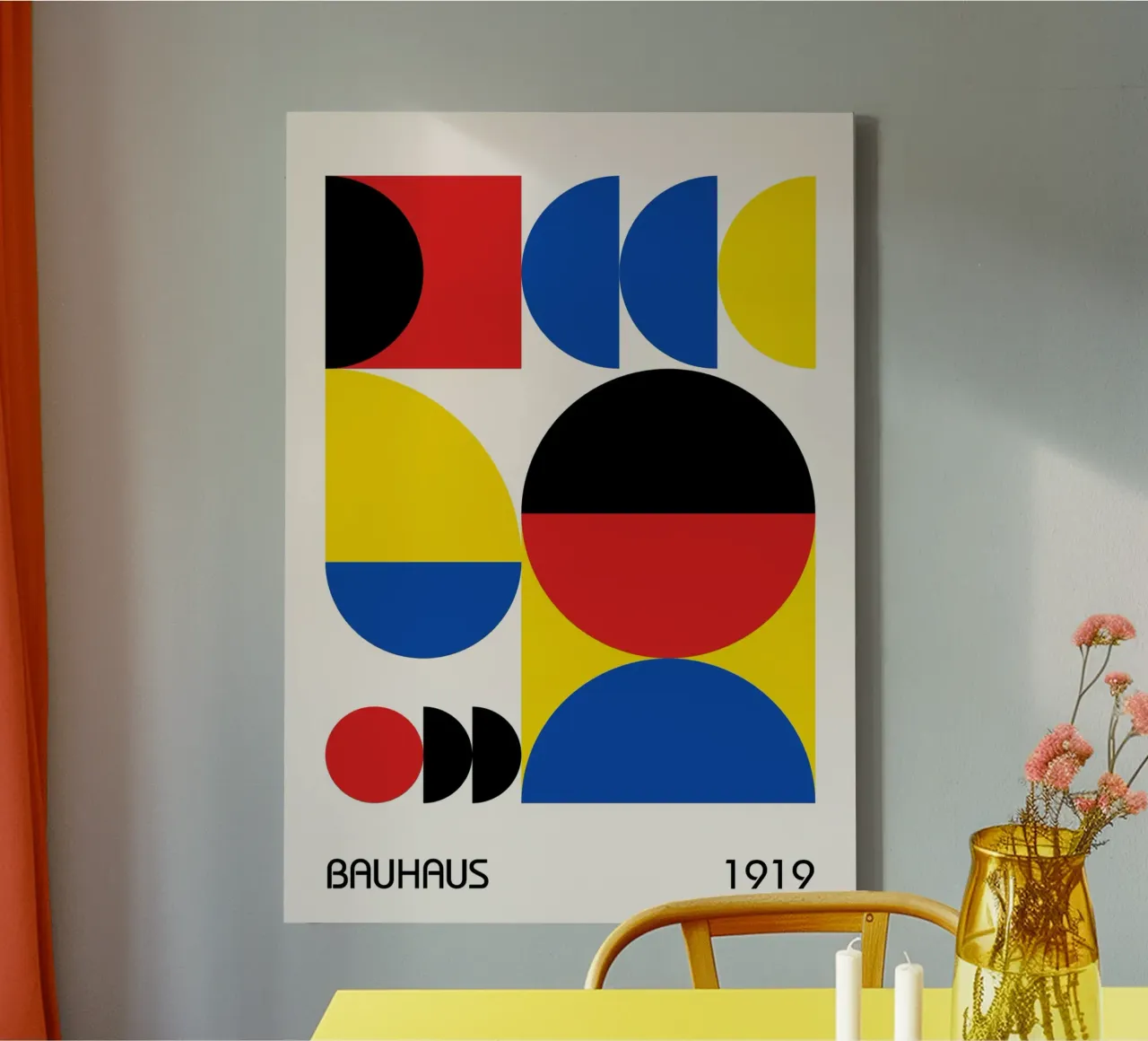 Bauhaus 1919 Primary Color Geometric Abstract Art canvas by Grungeo