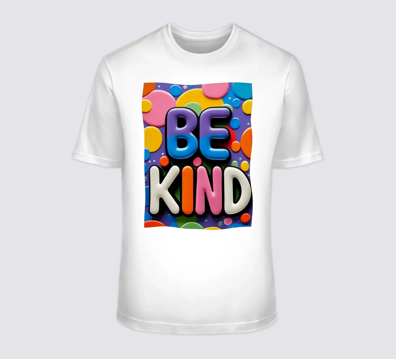 Texto BE KIND con formas de colores camiseta de DesignDoodle