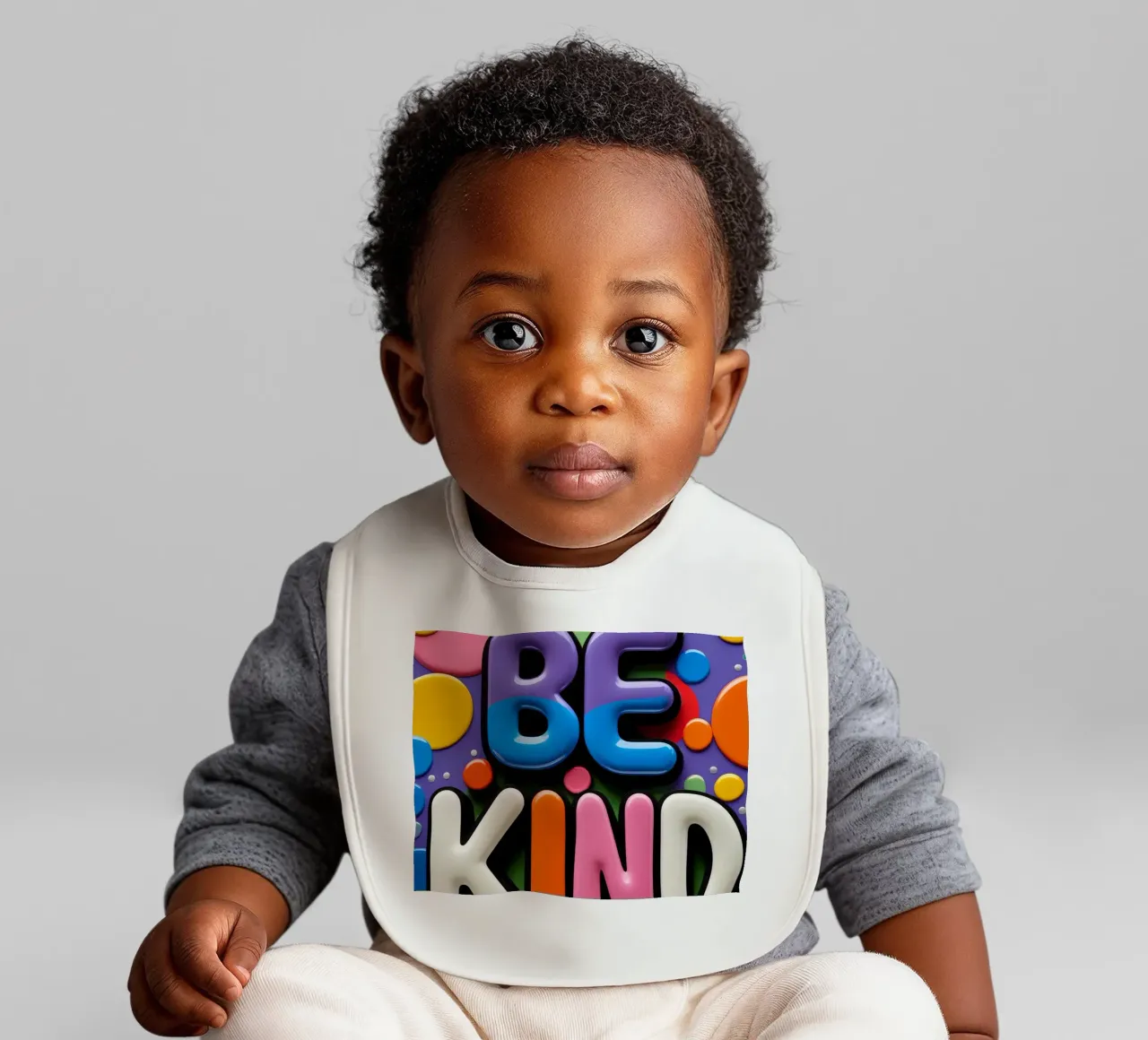 Testo BE KIND con forme colorate bavaglino da DesignDoodle