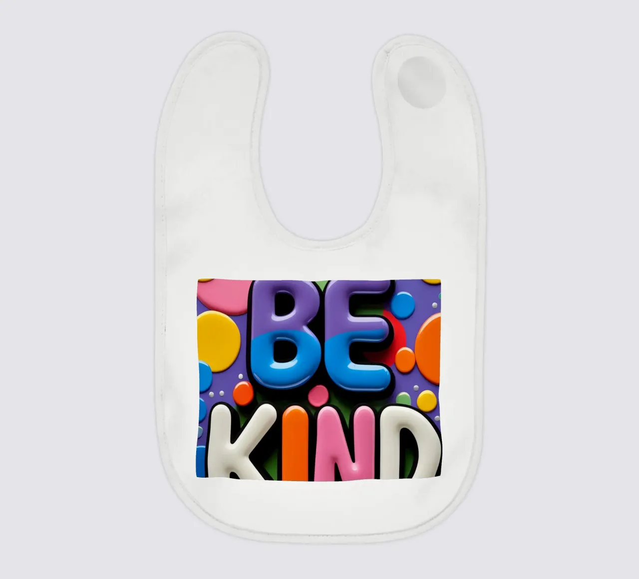 Testo BE KIND con forme colorate bavaglino da DesignDoodle
