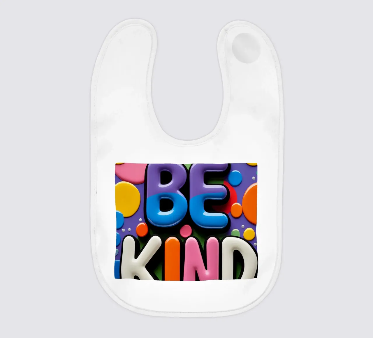 Testo BE KIND con forme colorate bavaglino da DesignDoodle