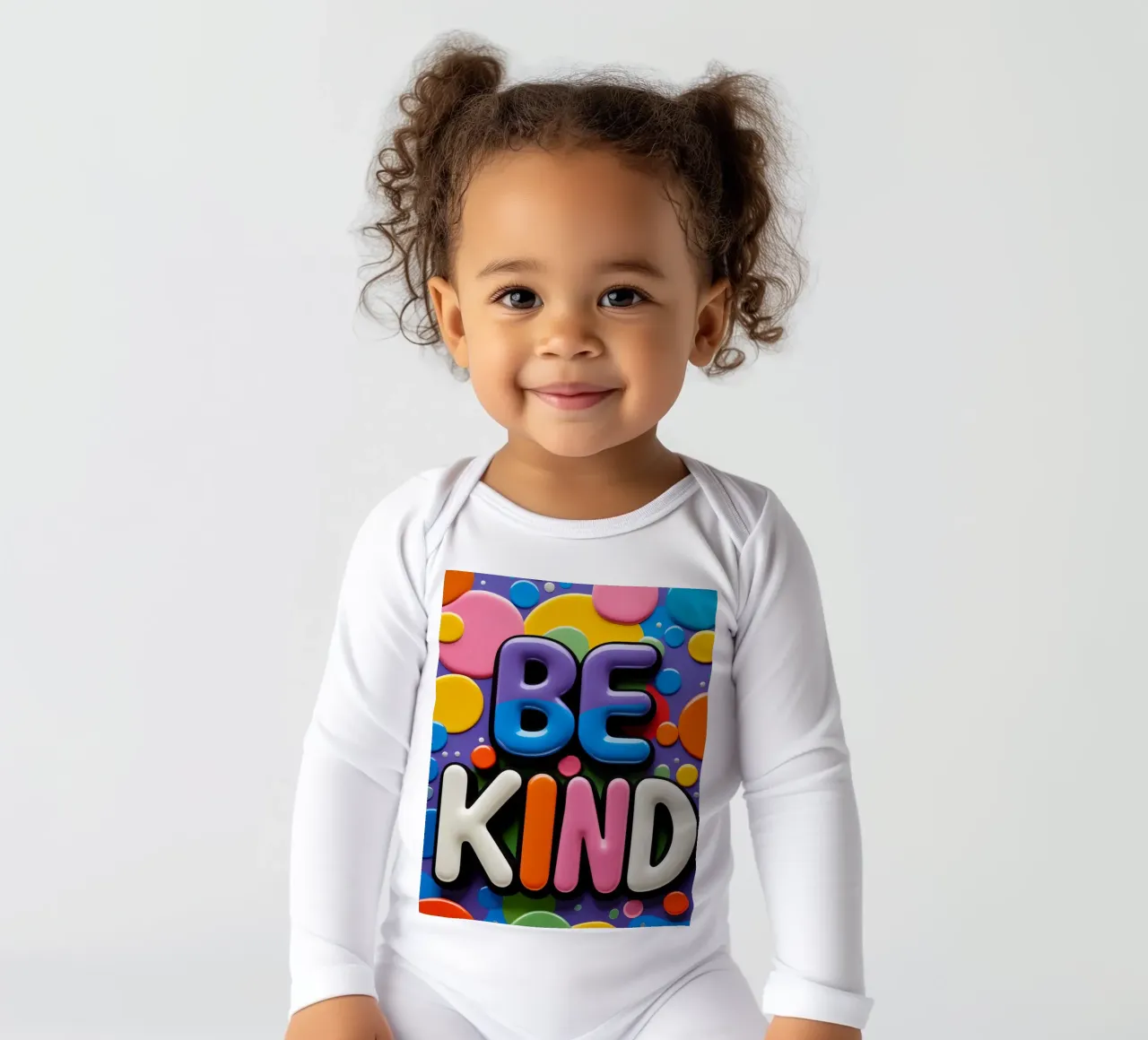 Testo BE KIND con forme colorate body neonato maniche lunghe da DesignDoodle