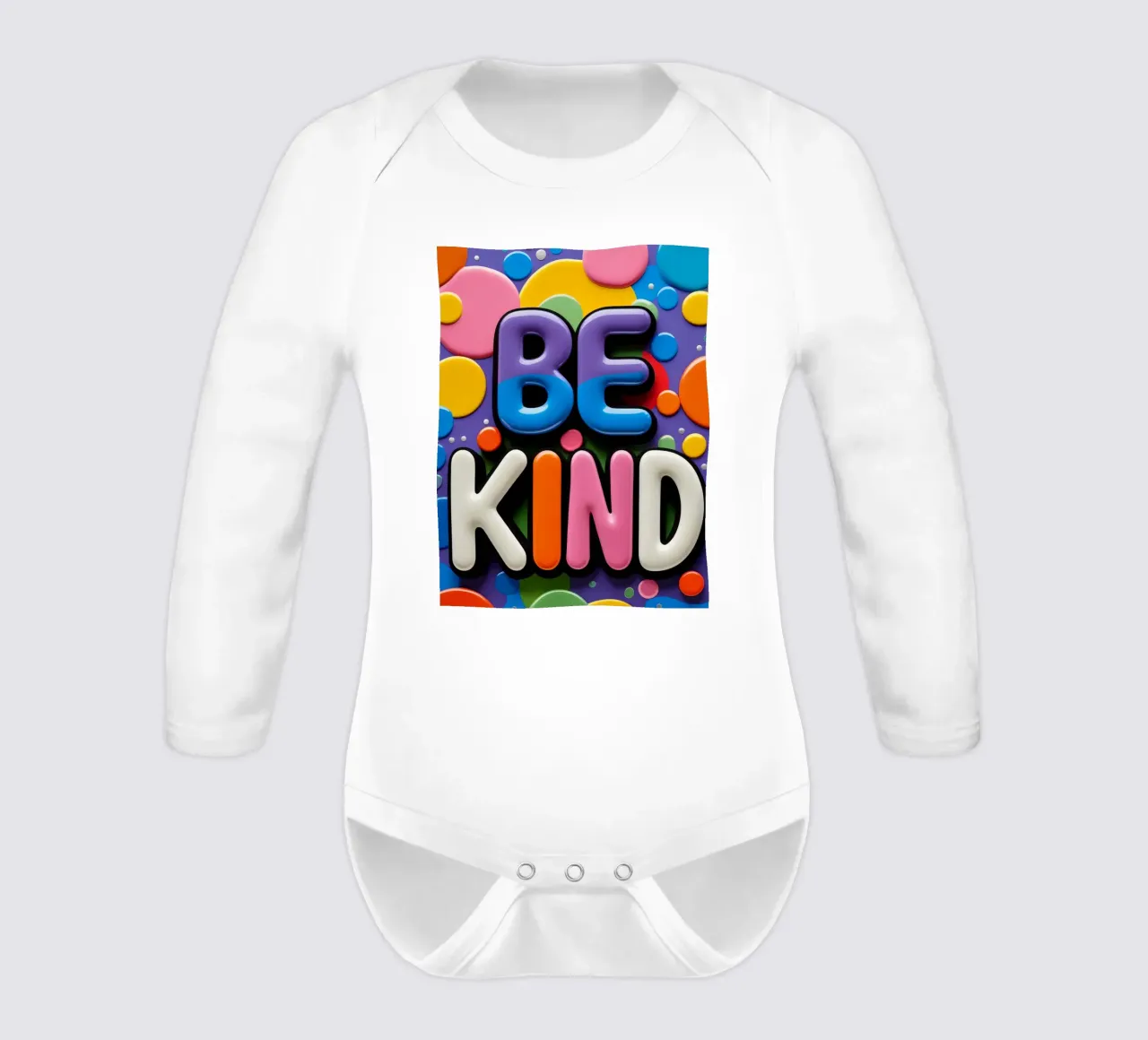 Testo BE KIND con forme colorate body neonato maniche lunghe da DesignDoodle
