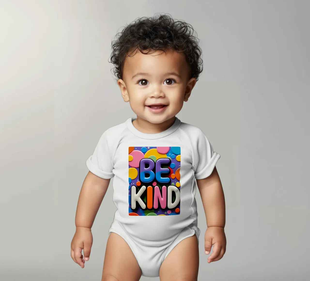 Testo BE KIND con forme colorate body neonato maniche corte da DesignDoodle